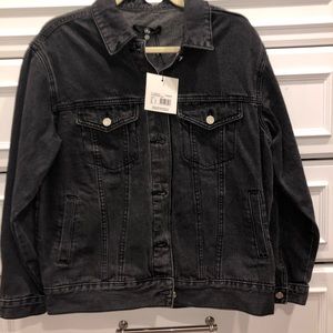 Missguided black trucker boyfriend jacket UK8